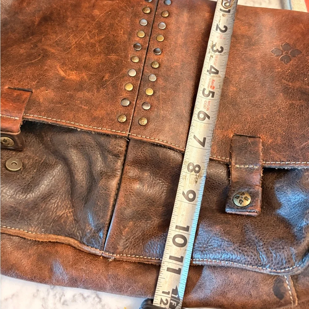 Patricia Nash Distressed Brown Leather Messenger Bag